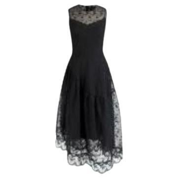 Black Floral Embroidered Tulle Dress with Slip For Sale