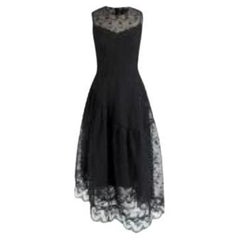 Black Floral Embroidered Tulle Dress with Slip