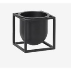 Vase Kubus 14 en forme de pot de fleurs noir par Lassen