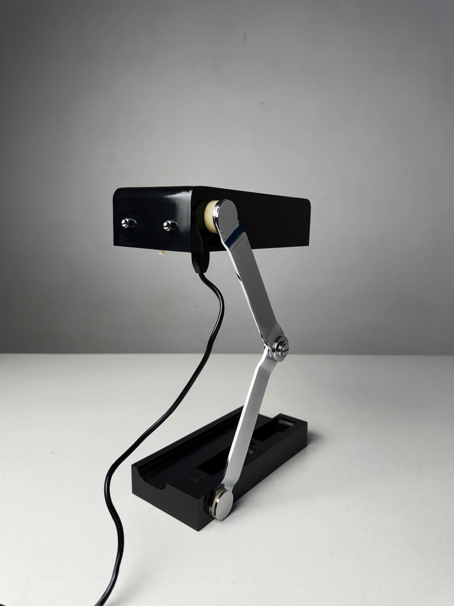 Mid-Century Modern Black folding table lamp by Lamsar Spain 1970's For Sale