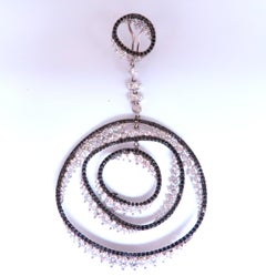 Black For White Diamond Circles Dangle Earrings 18kt 12532*