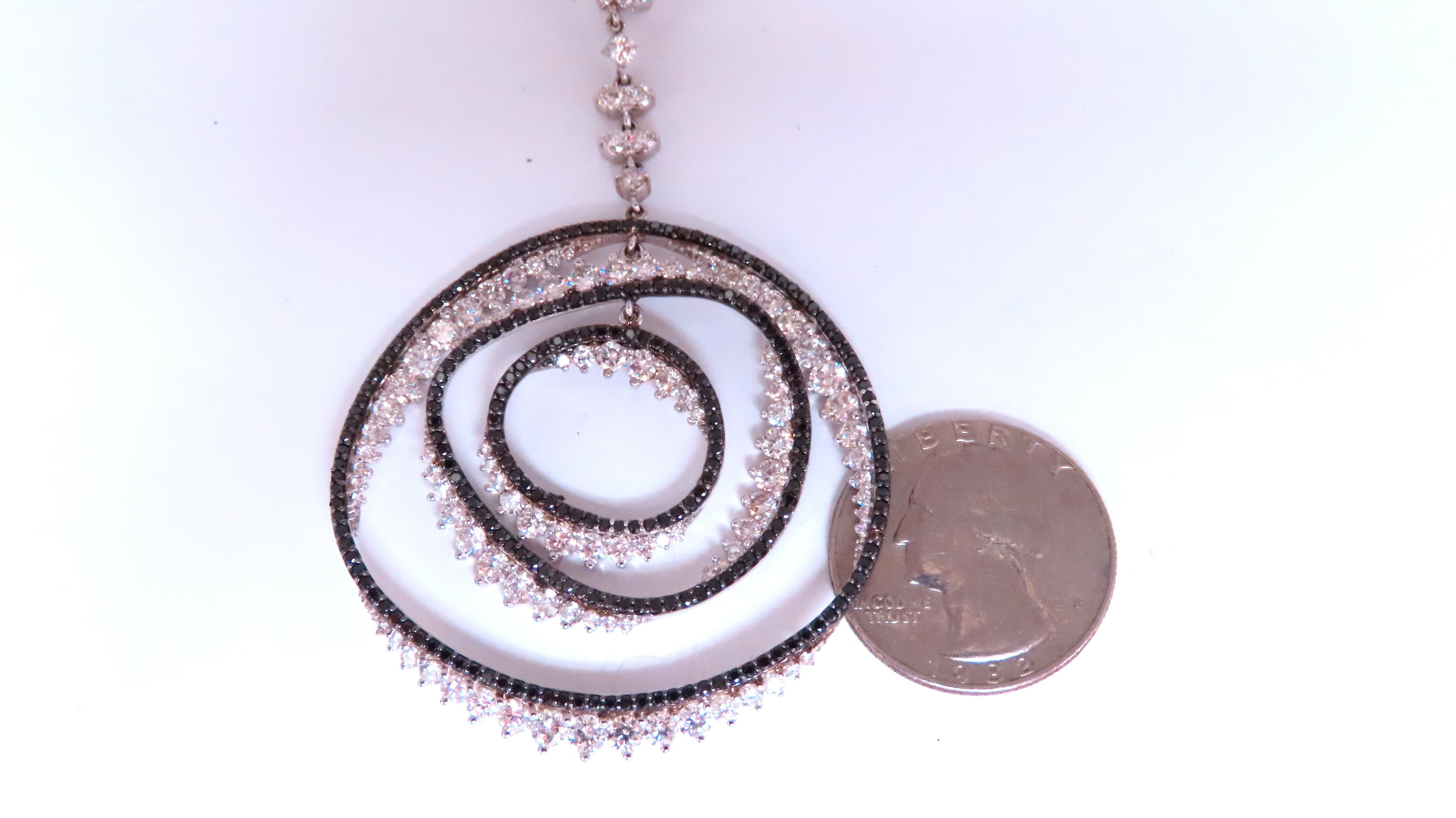 Pendientes Colgantes Círculos Diamante Negro Para Blanco 18kt 12532 Contemporáneo en venta