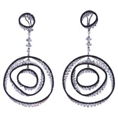 Black For White Diamond Circles Dangle Earrings 18kt 12532