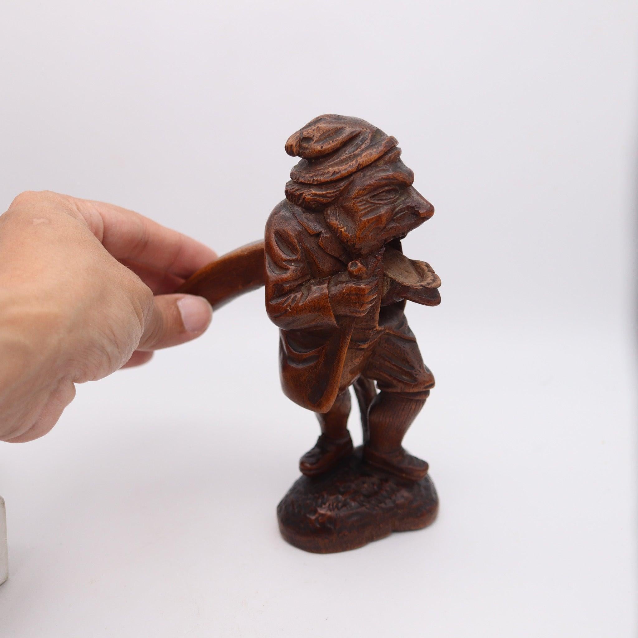 BLACK FOREST 1900 Germany-Swiss Carved Wood Nutcracker Old Gnome Figure For Sale 4