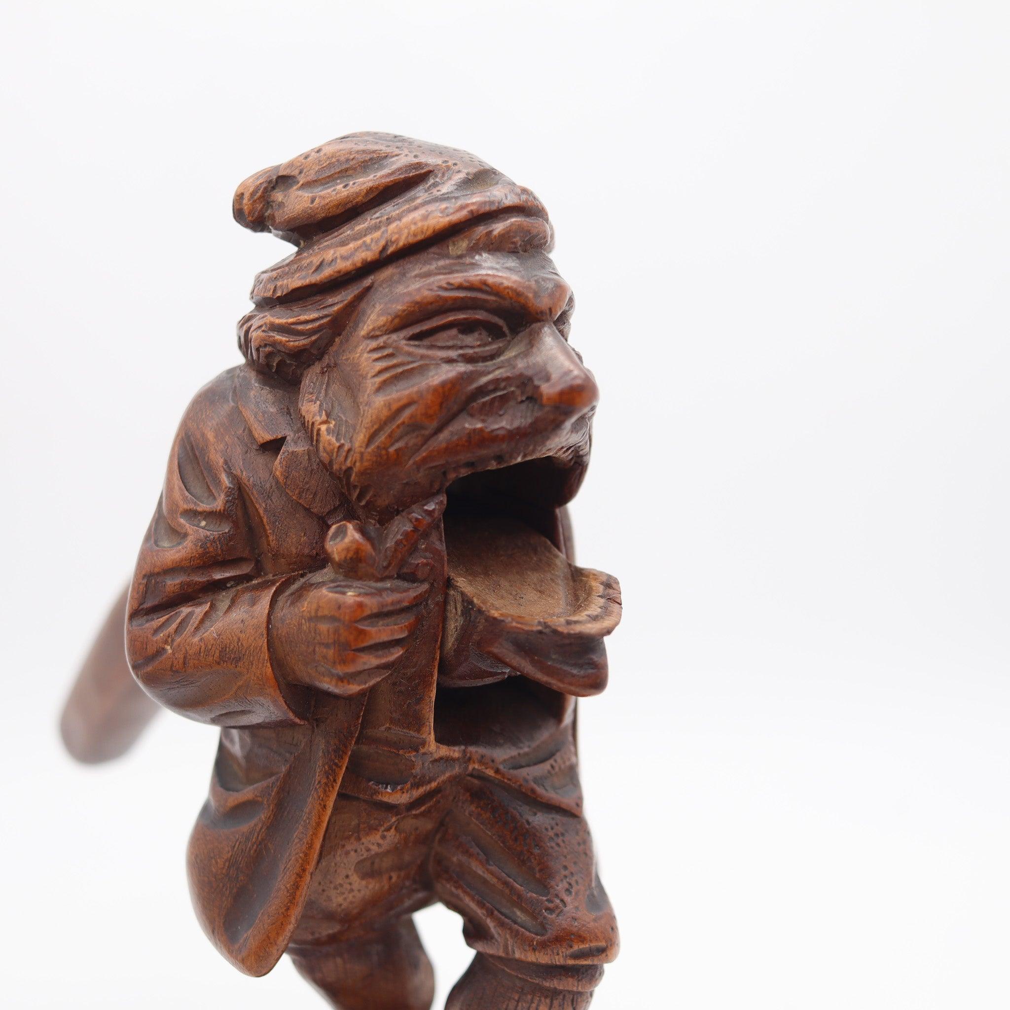 BLACK FOREST 1900 Germany-Swiss Carved Wood Nutcracker Old Gnome Figure For Sale 3