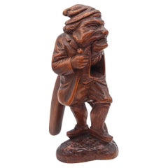 BLACK FOREST 1900 Germany-Swiss Carved Wood Nutcracker Old Gnome Figure