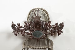 Black Forest 1900s Carved Wooden Plaque with Chamois Motif, Foliage and Mirror