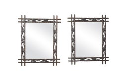 Black Forest 1900s Mirror with Carved Vine Motifs and Intersecting Corners