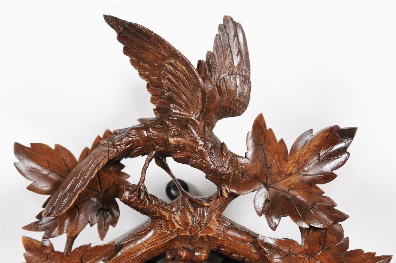 Black Forest 1920s Carved Aneroid Barometer with Foliage, Bird and Fox Motifs 2