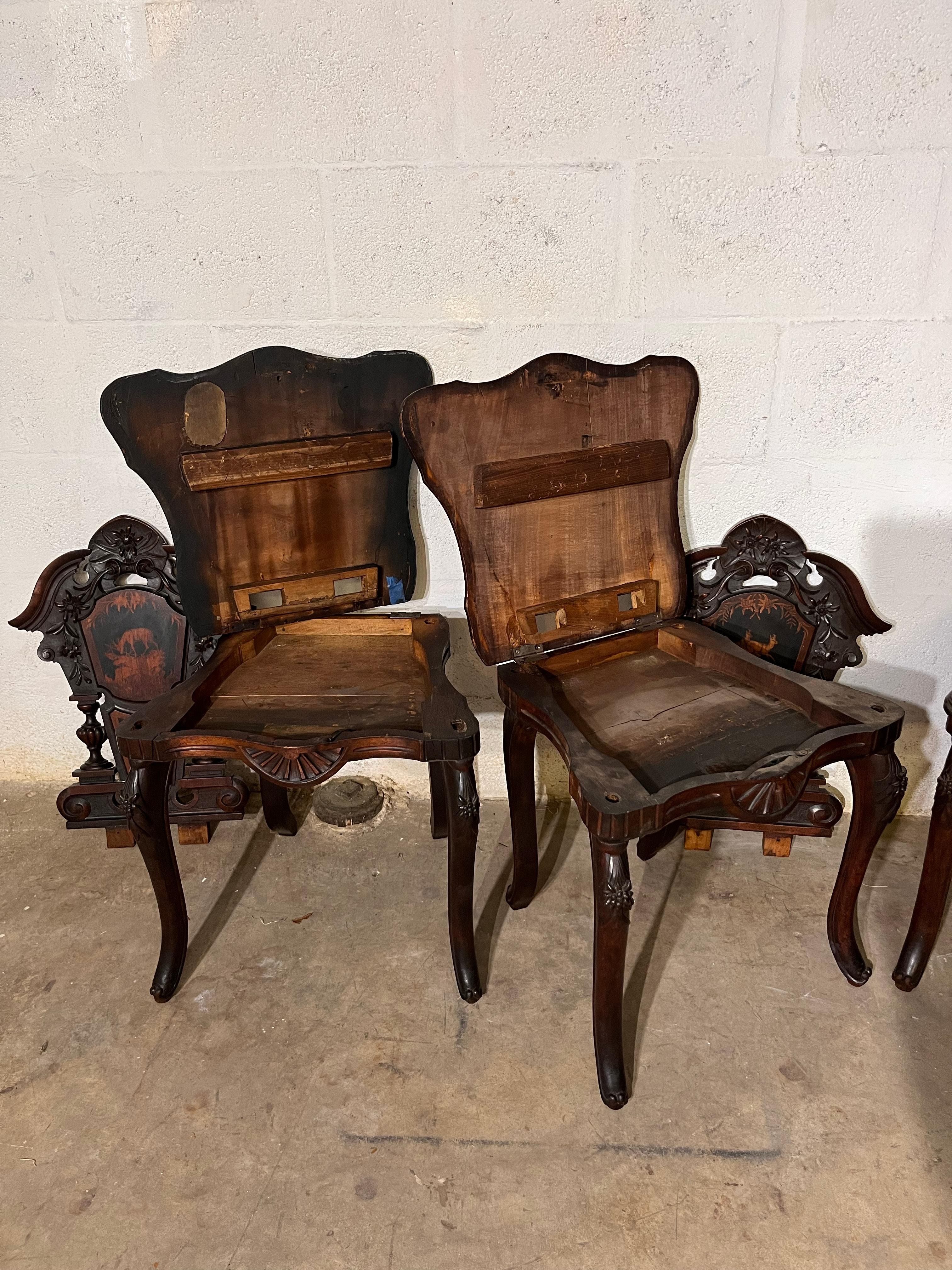 Walnut Black Forest 19th Century Set of Chairs For Sale