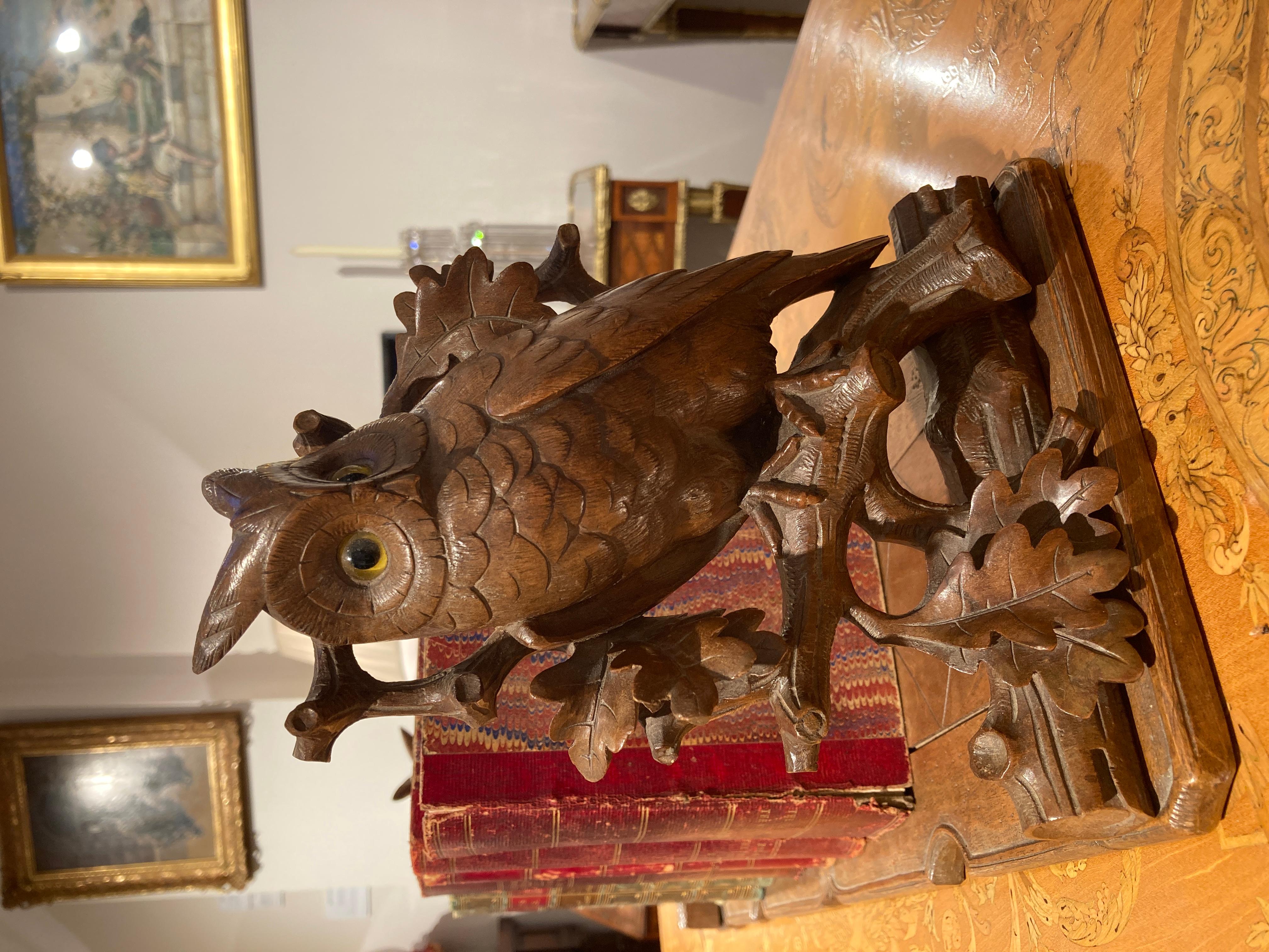 Black Forest Adjustable Book Rack with Carved Owls In Good Condition In London, GB