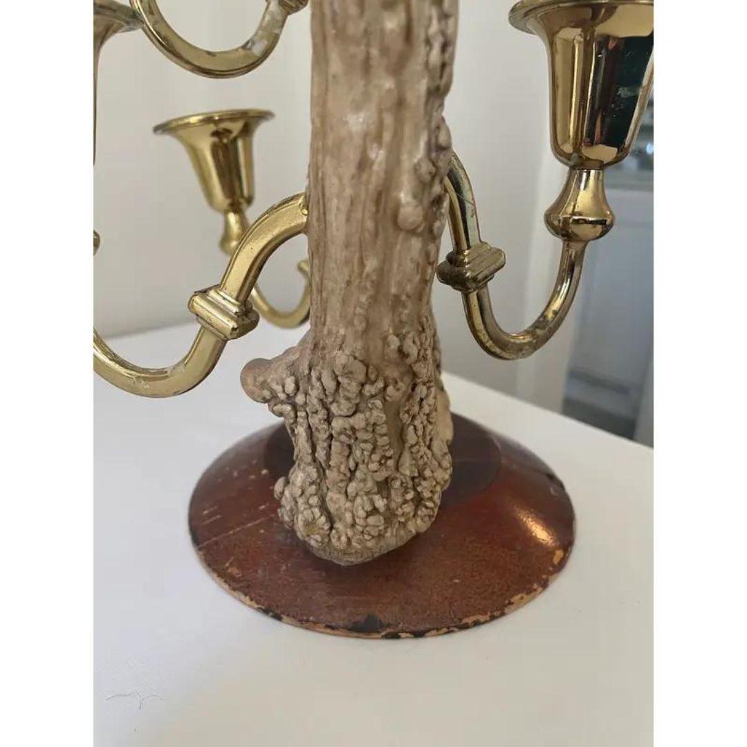 20th Century Black Forest Antler and Brass Candelabra For Sale