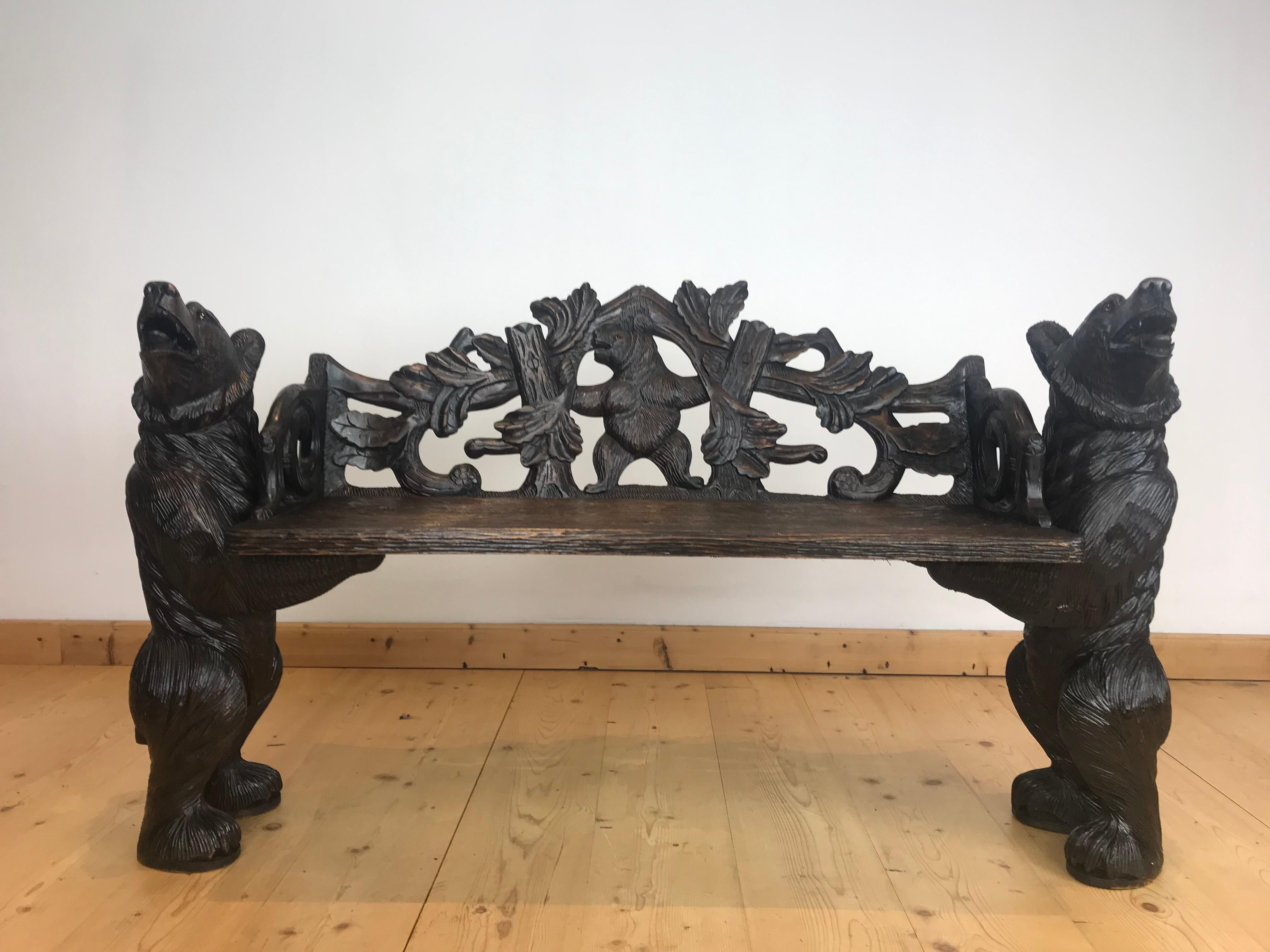 Black Forest Bear Bench, 20th Century 11