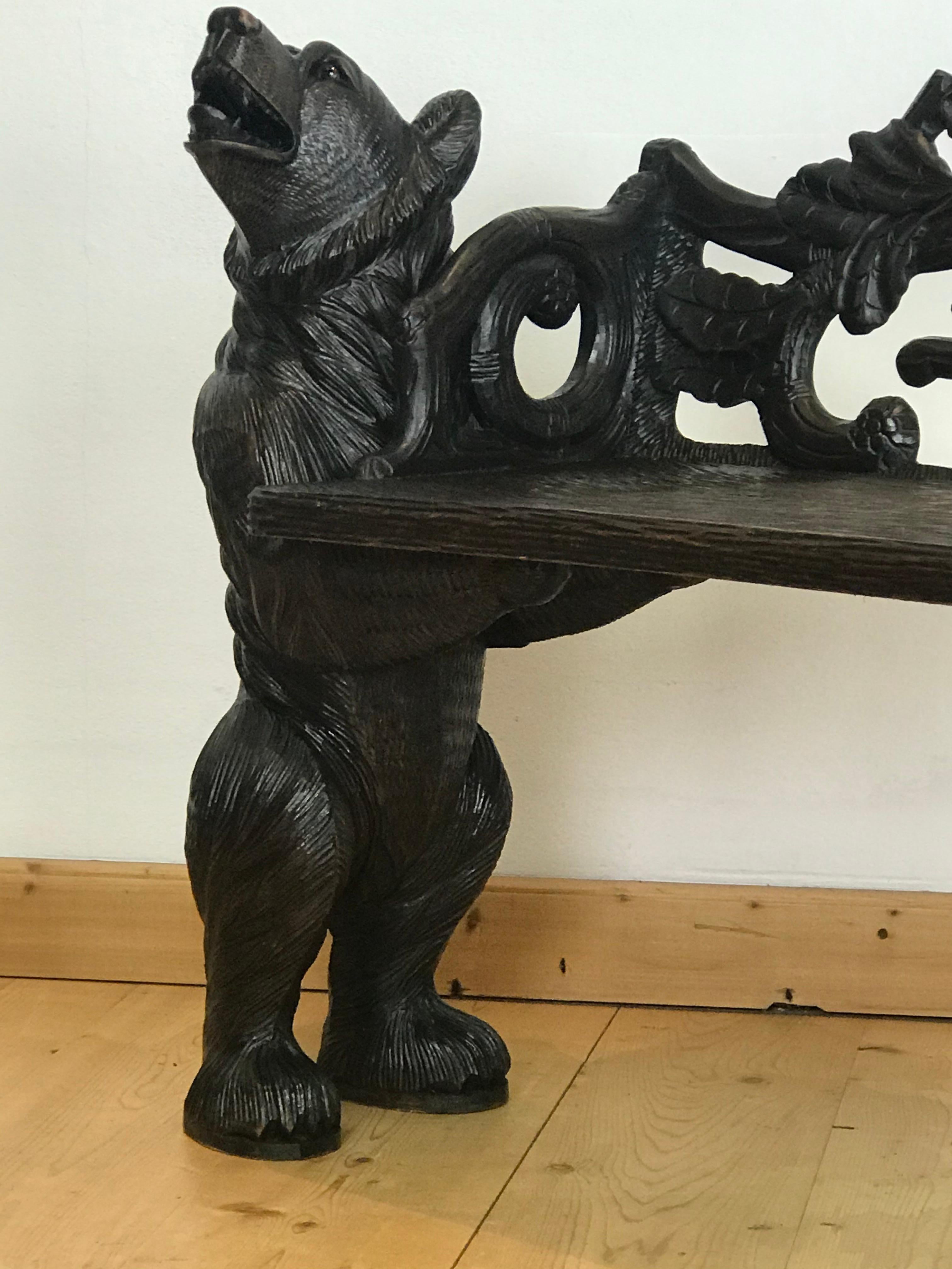 Black Forest Bear Bench, 20th Century 3