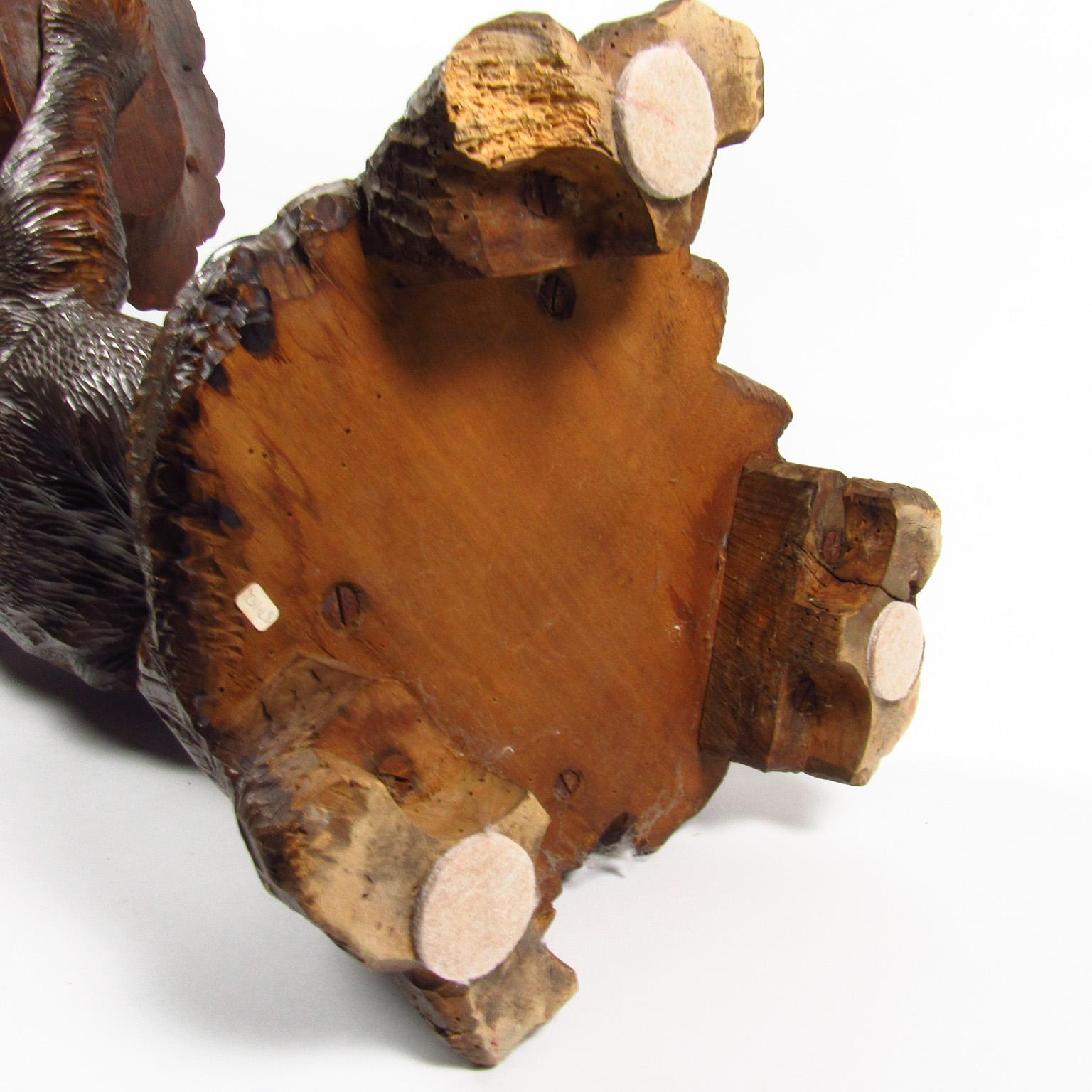 Black Forest Bear Form Carved Walnut Dumbwaiter 3