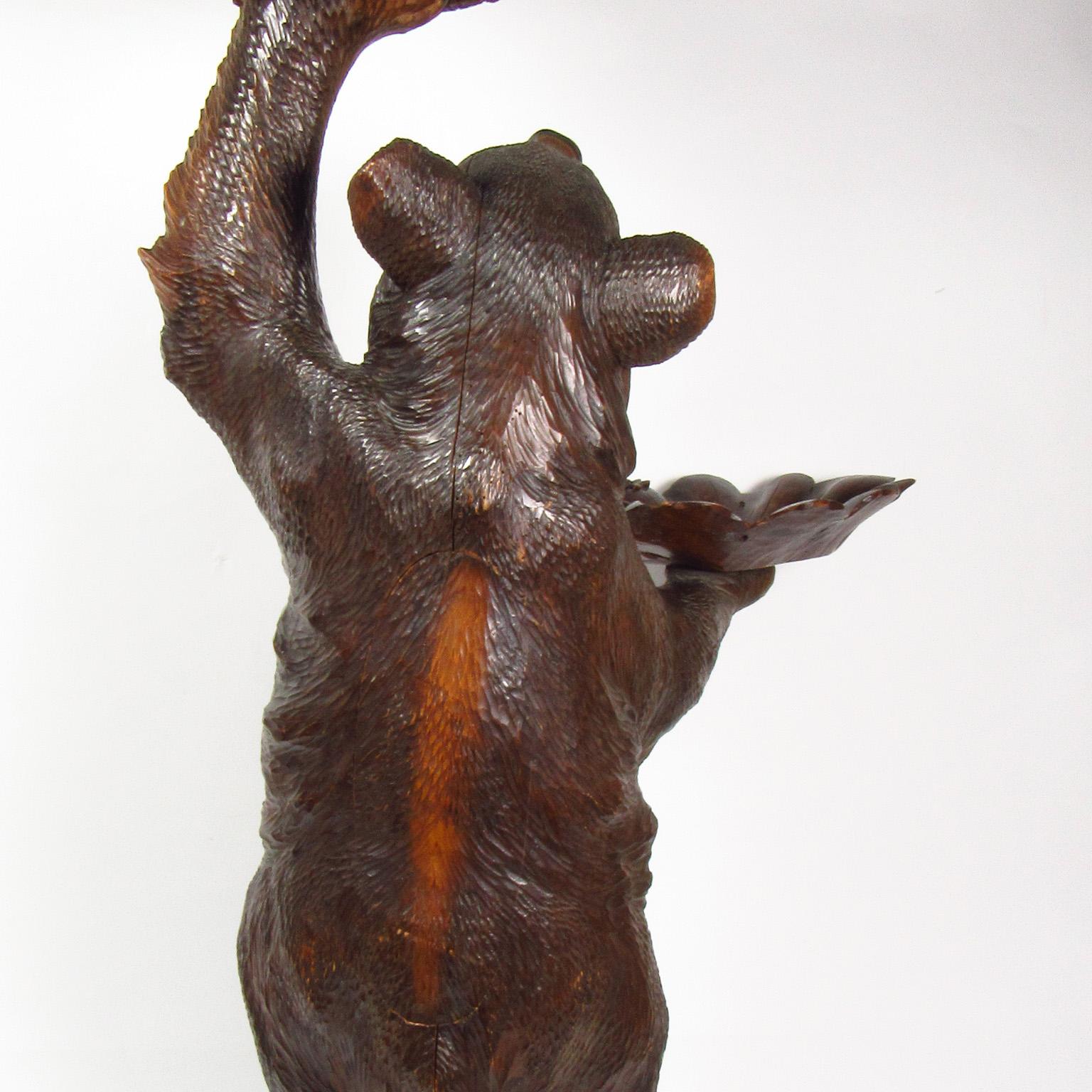19th Century Black Forest Bear Form Carved Walnut Dumbwaiter