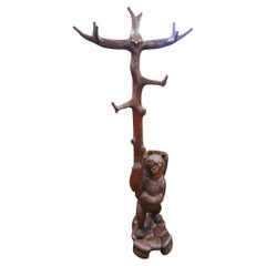 Black Forest Bear Hall Tree Coat Stand Carved German 1820