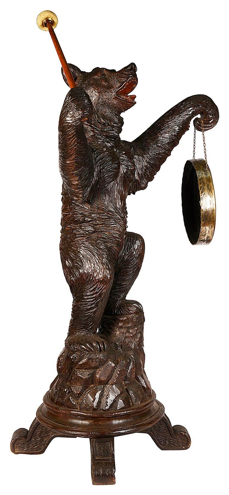 Black Forest Bear holding a Gong, 19th Century. In Good Condition For Sale In Brighton, Sussex