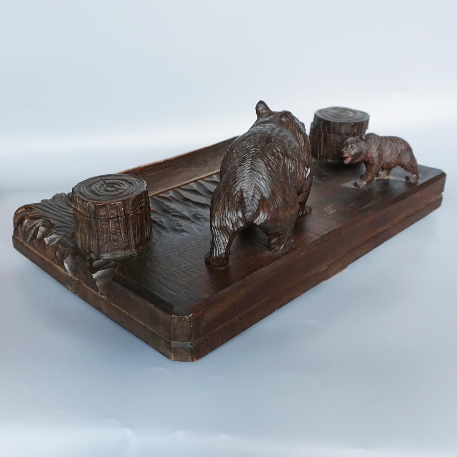 Black Forest Bear Inkwell Swiss Circa 1890 1