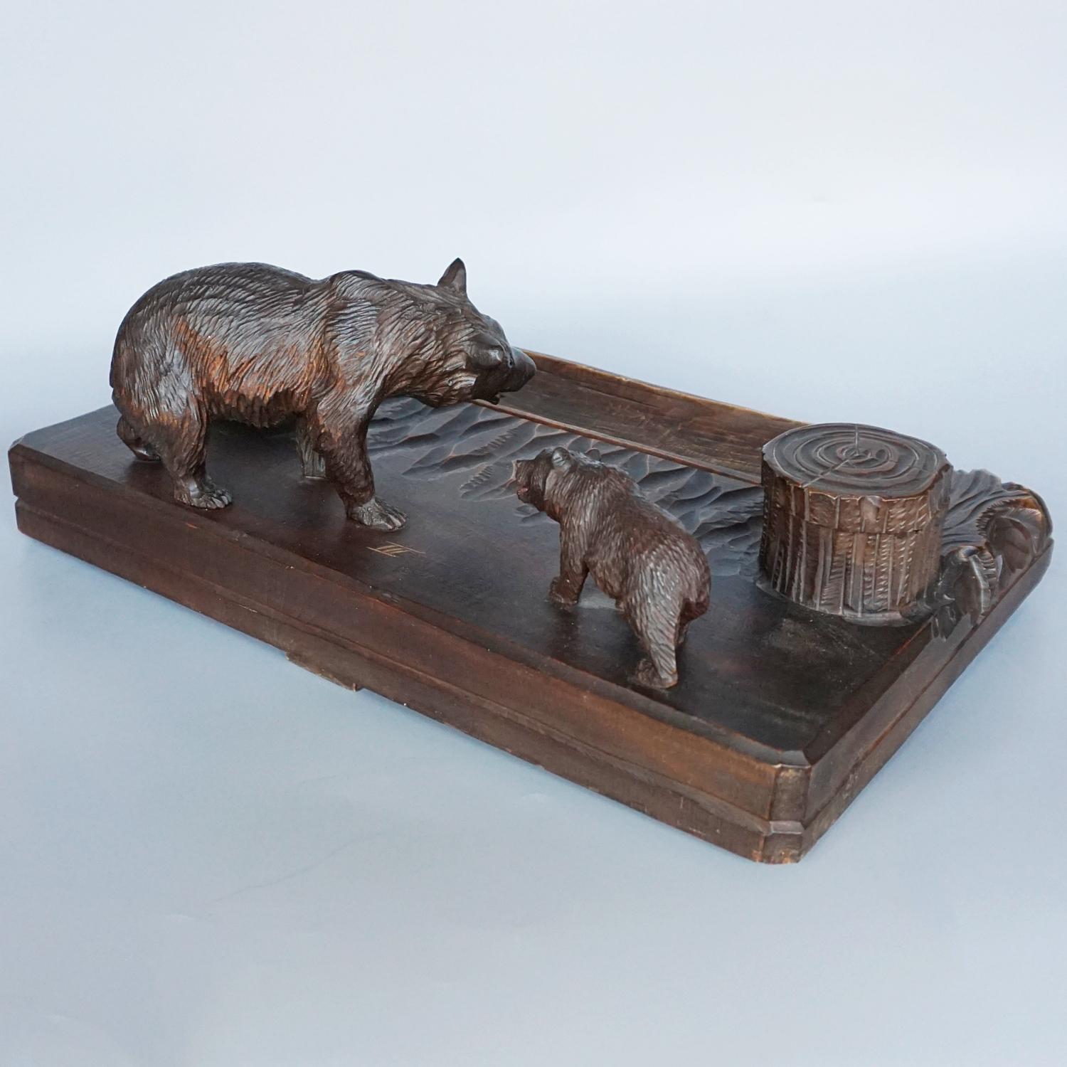 Black Forest Bear Inkwell Swiss Circa 1890 3