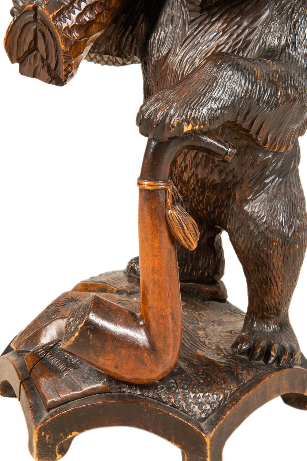 carved bear end table