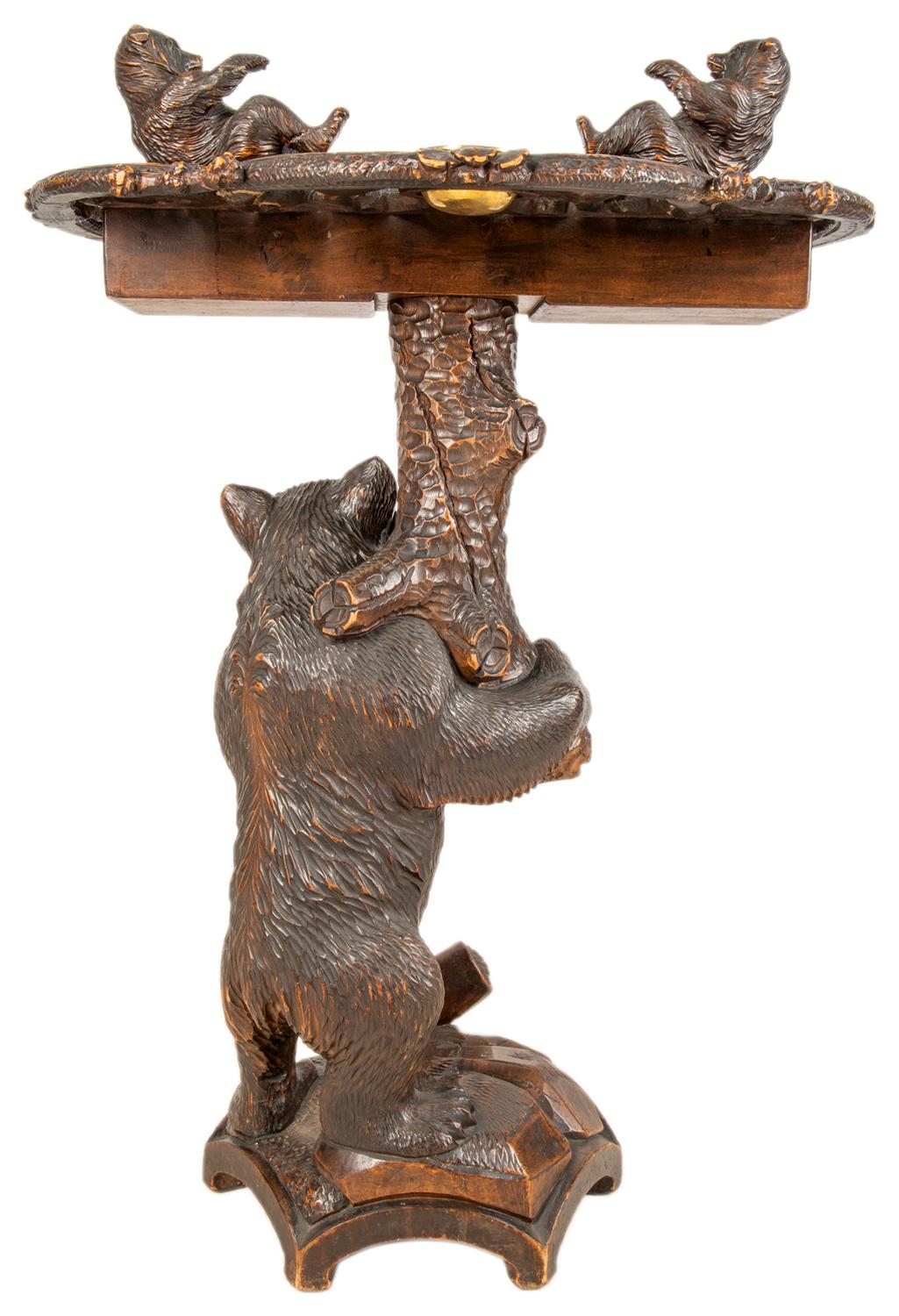 Softwood Black Forest Bear Side Table, Late 19th Century For Sale