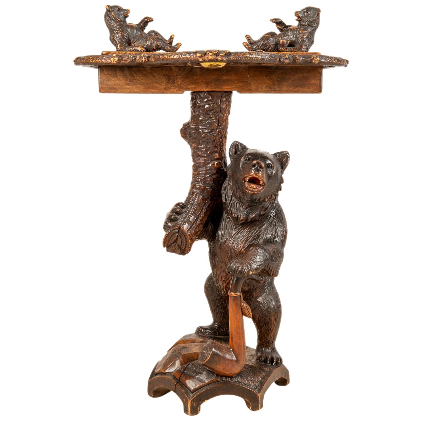 Black Forest Bear Side Table, Late 19th Century For Sale