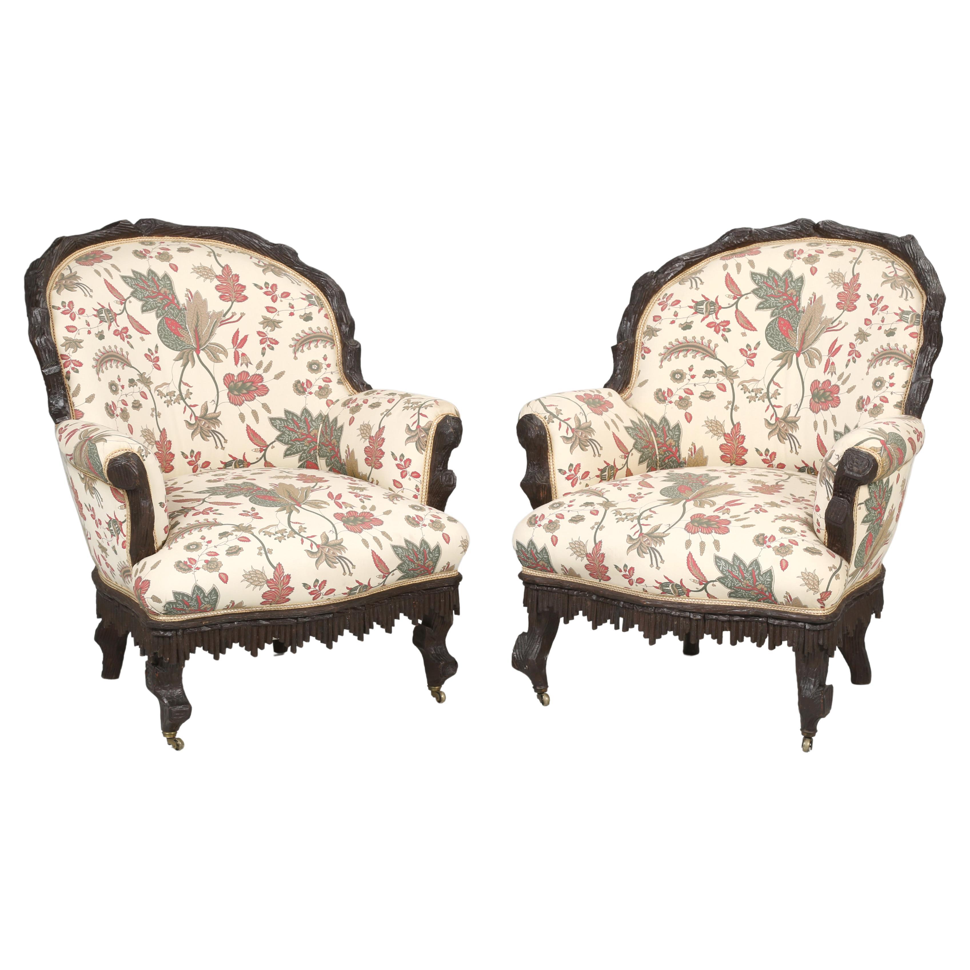 Black Forest Bergère Chairs c1800's Huge Collection of Black Forest Pieces Avail For Sale