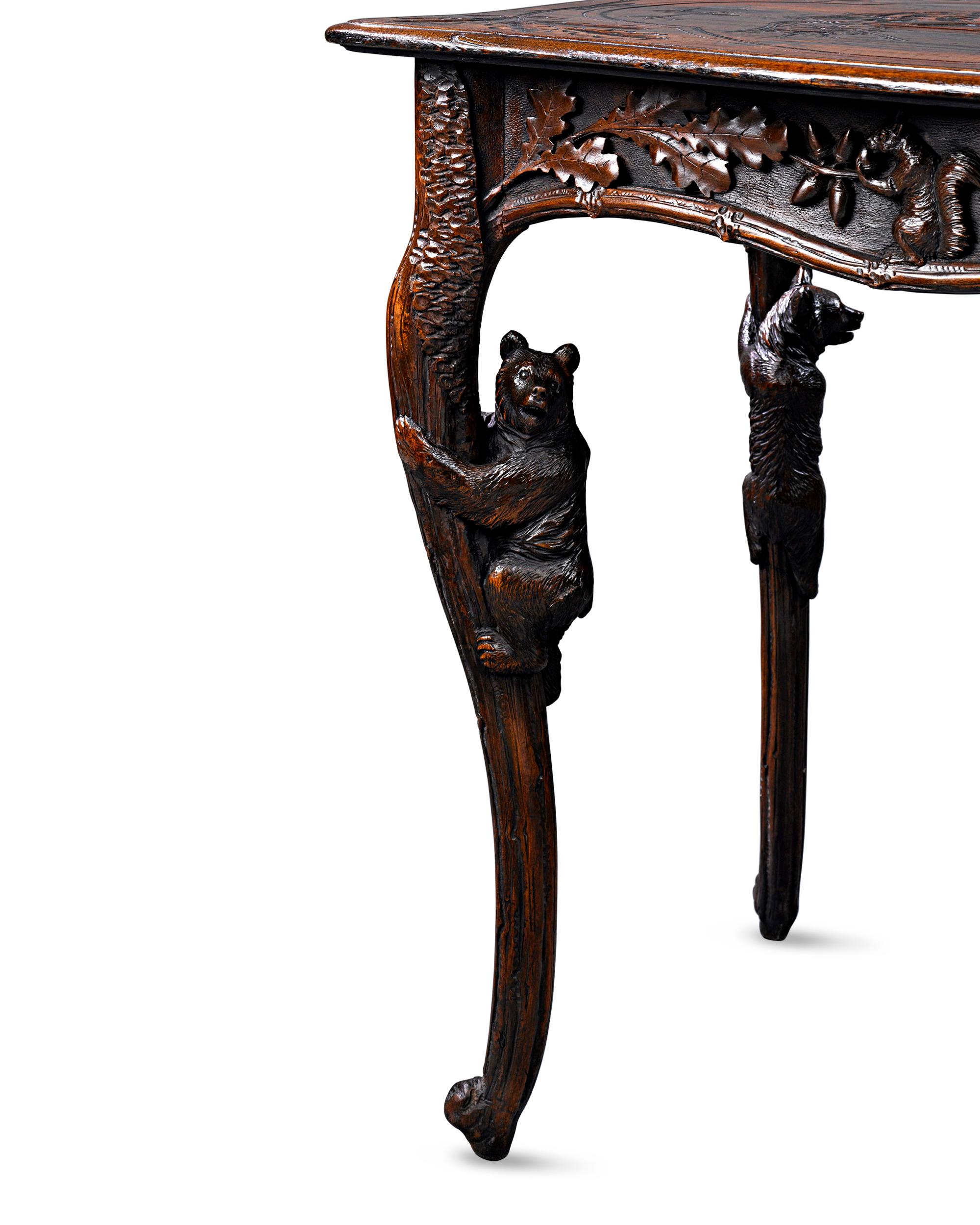 Black Forest Billiard Scene Table In Excellent Condition In New Orleans, LA