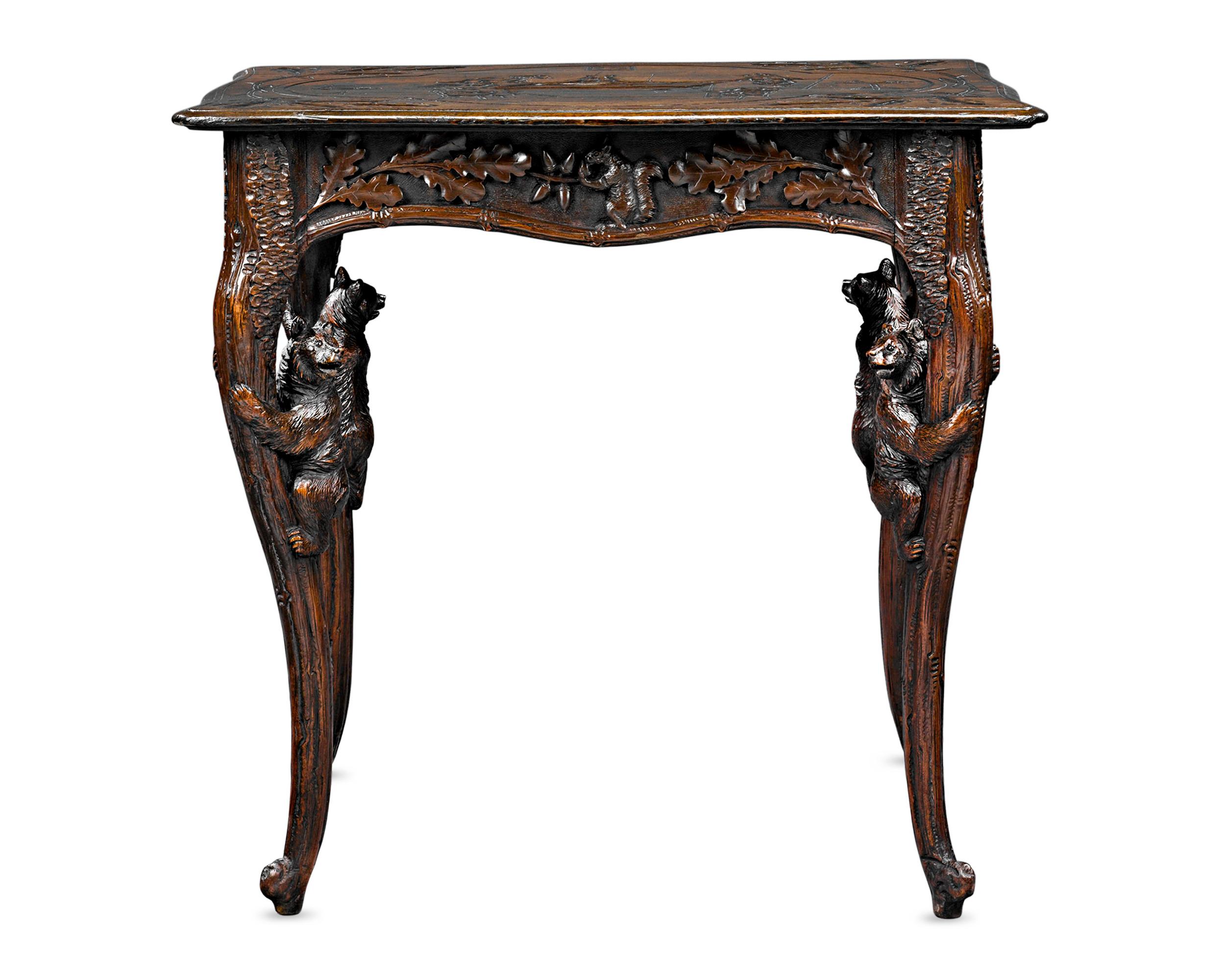 19th Century Black Forest Billiard Scene Table