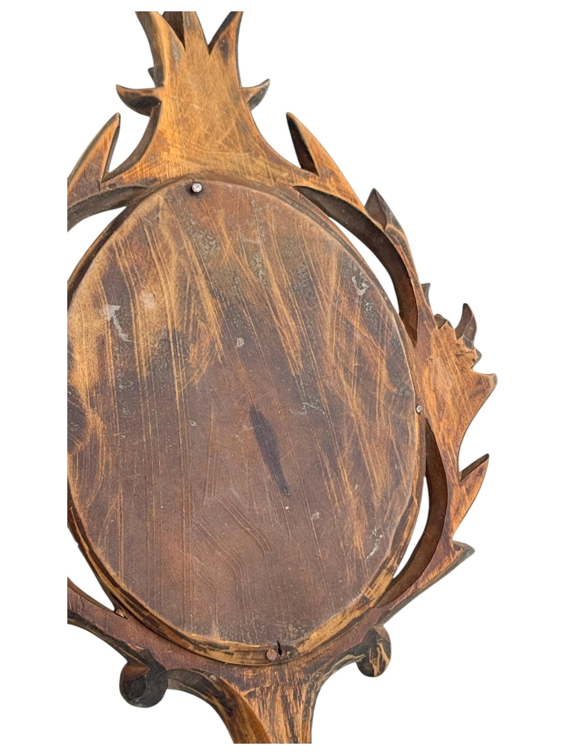 Black Forest Brienz Holz geschnitzt Handspiegel, Antique Austria 1910s im Angebot 7