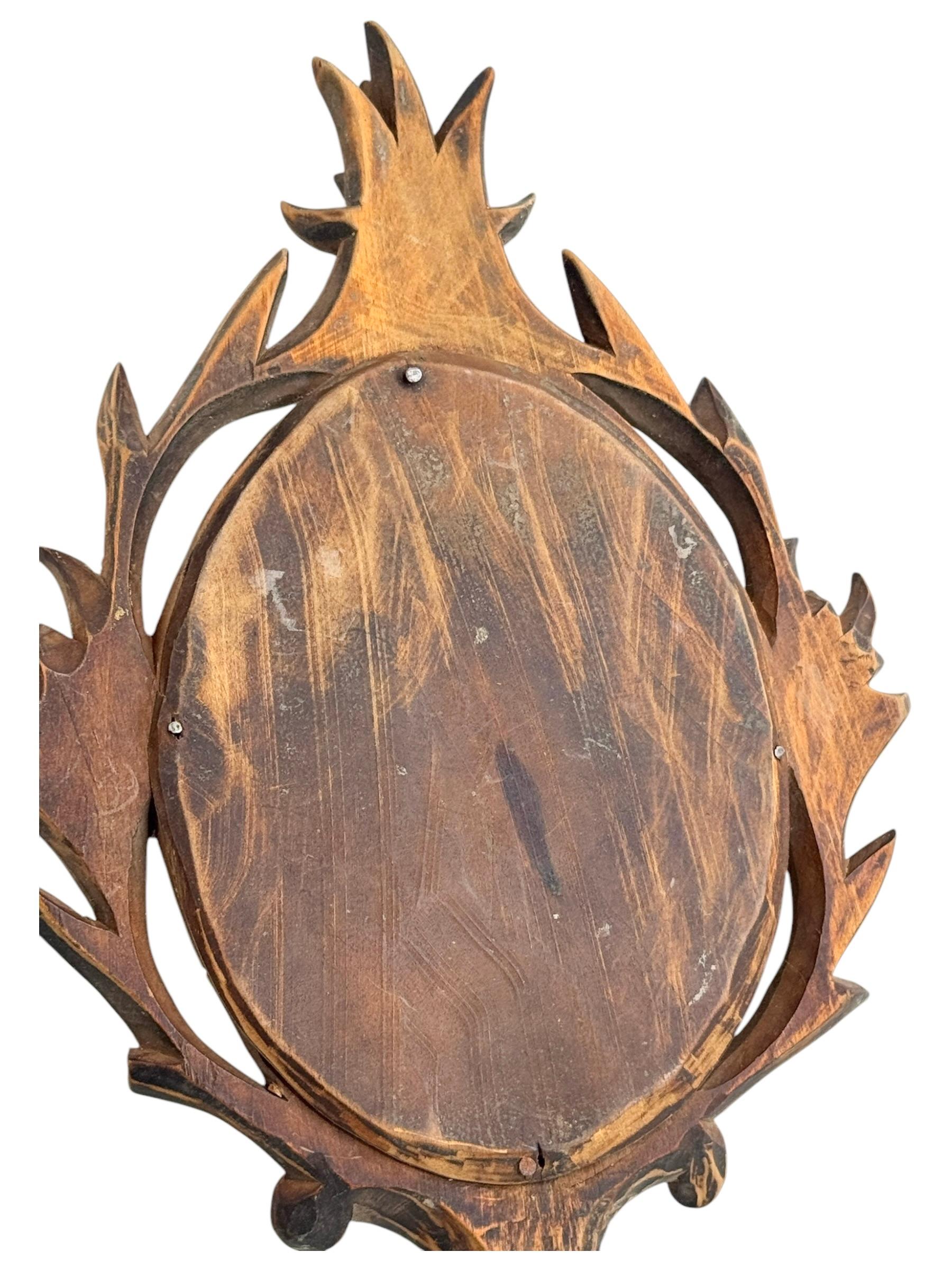 Black Forest Brienz Holz geschnitzt Handspiegel, Antique Austria 1910s im Angebot 8