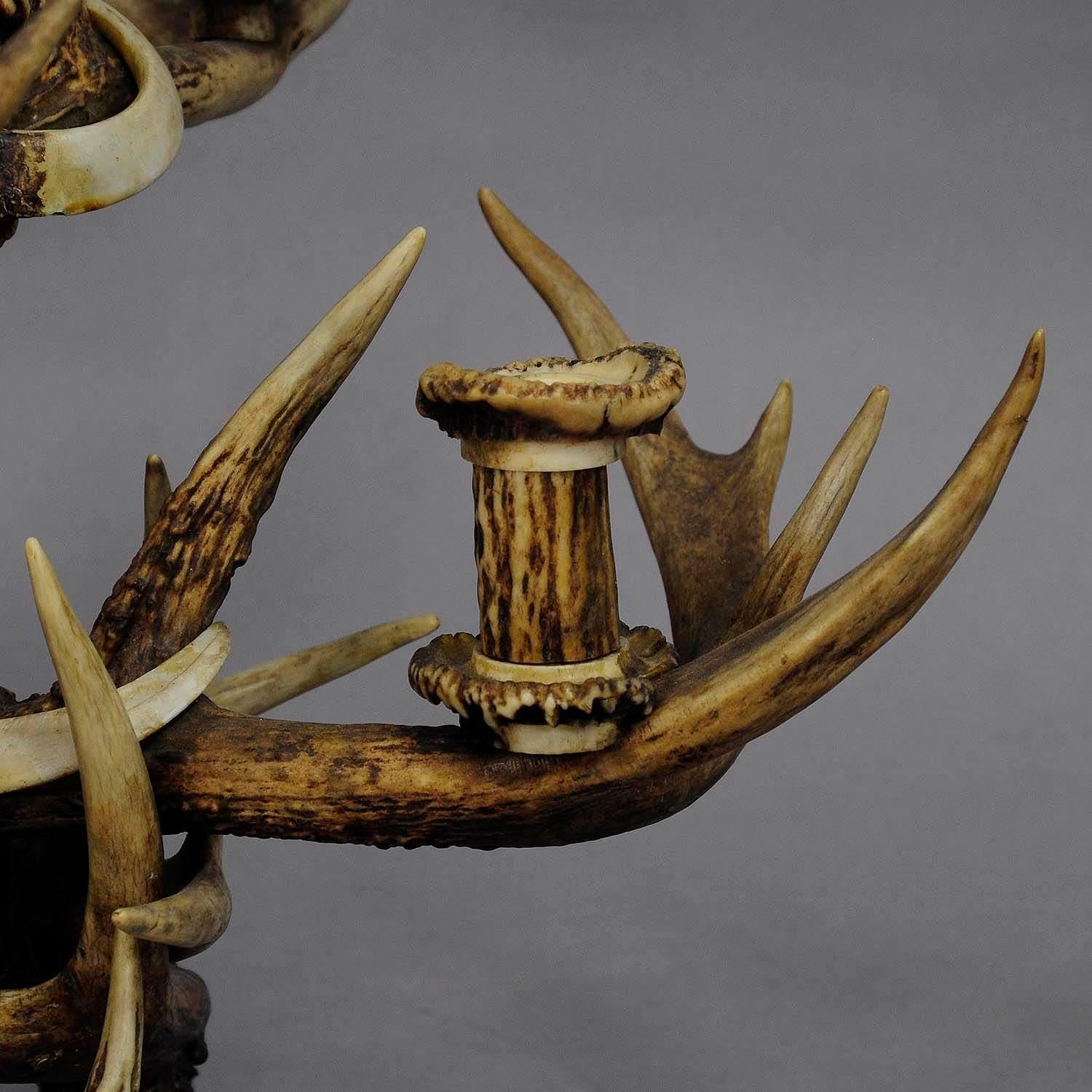 Rustico Candelabro in corniolo Black Forest Cabin Decor, circa 1900 in vendita