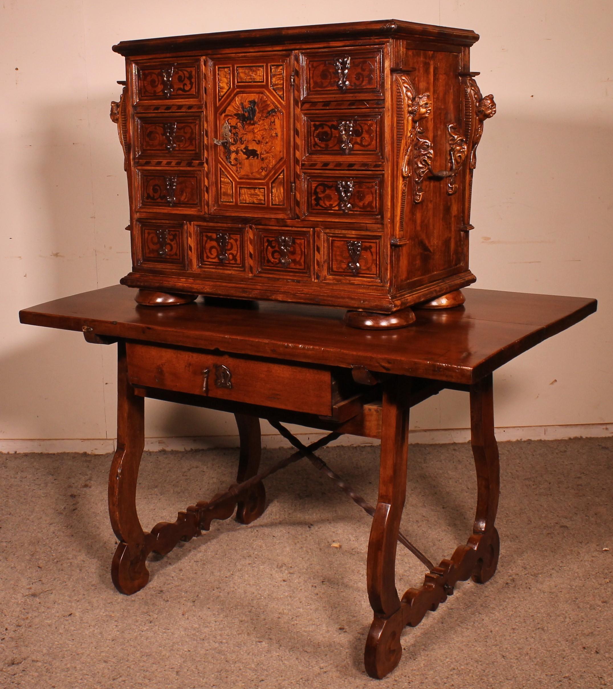 Black Forest Cabinet Dated 1590 With Its Base For Sale 1