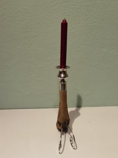 Black Forest Candleholder Silver with Deer Foot