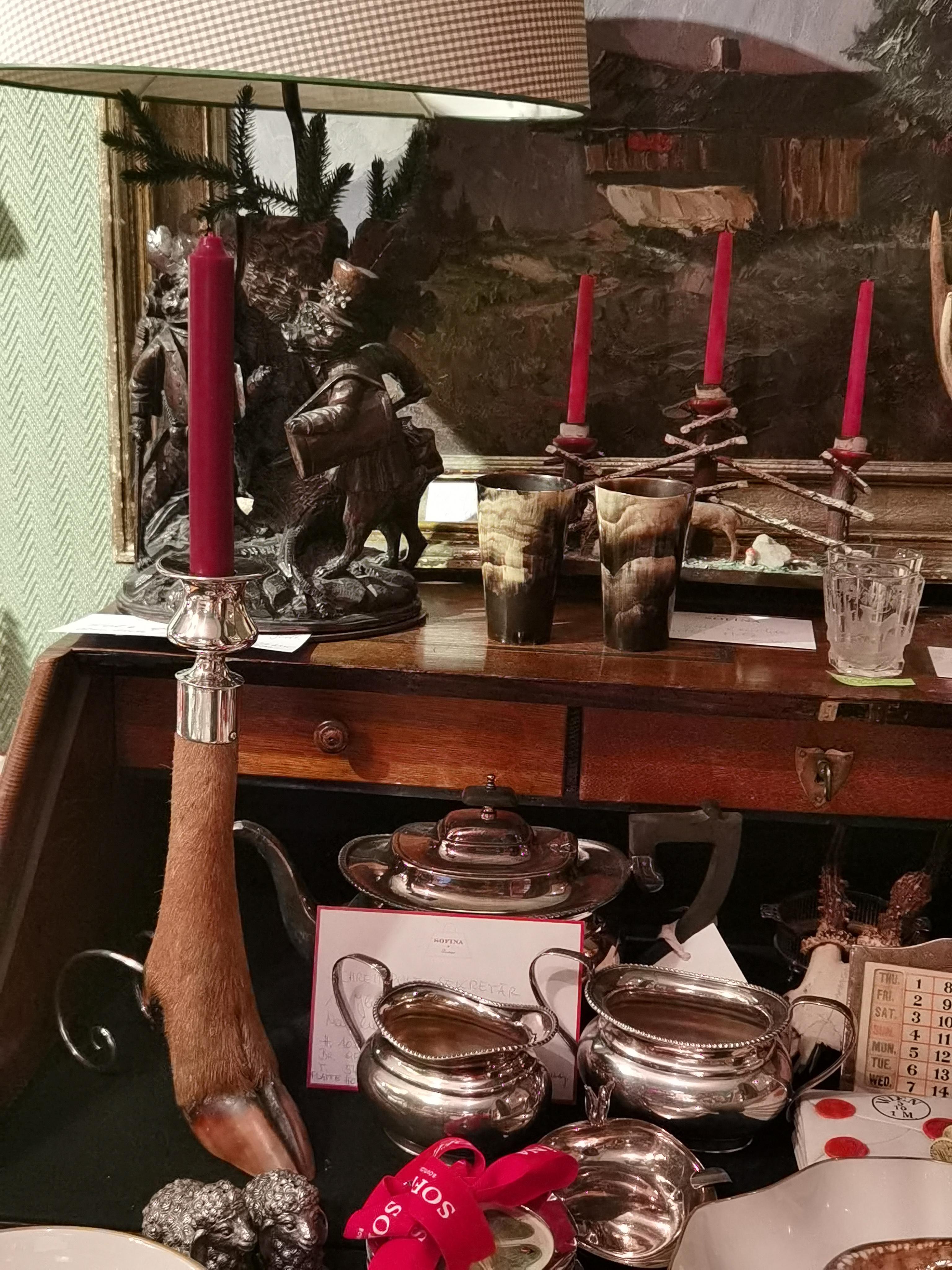 Black Forest Candleholder Silver with Deer Foot 1