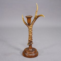Black Forest Candle Holder with Wooden Base and Spout, Germany