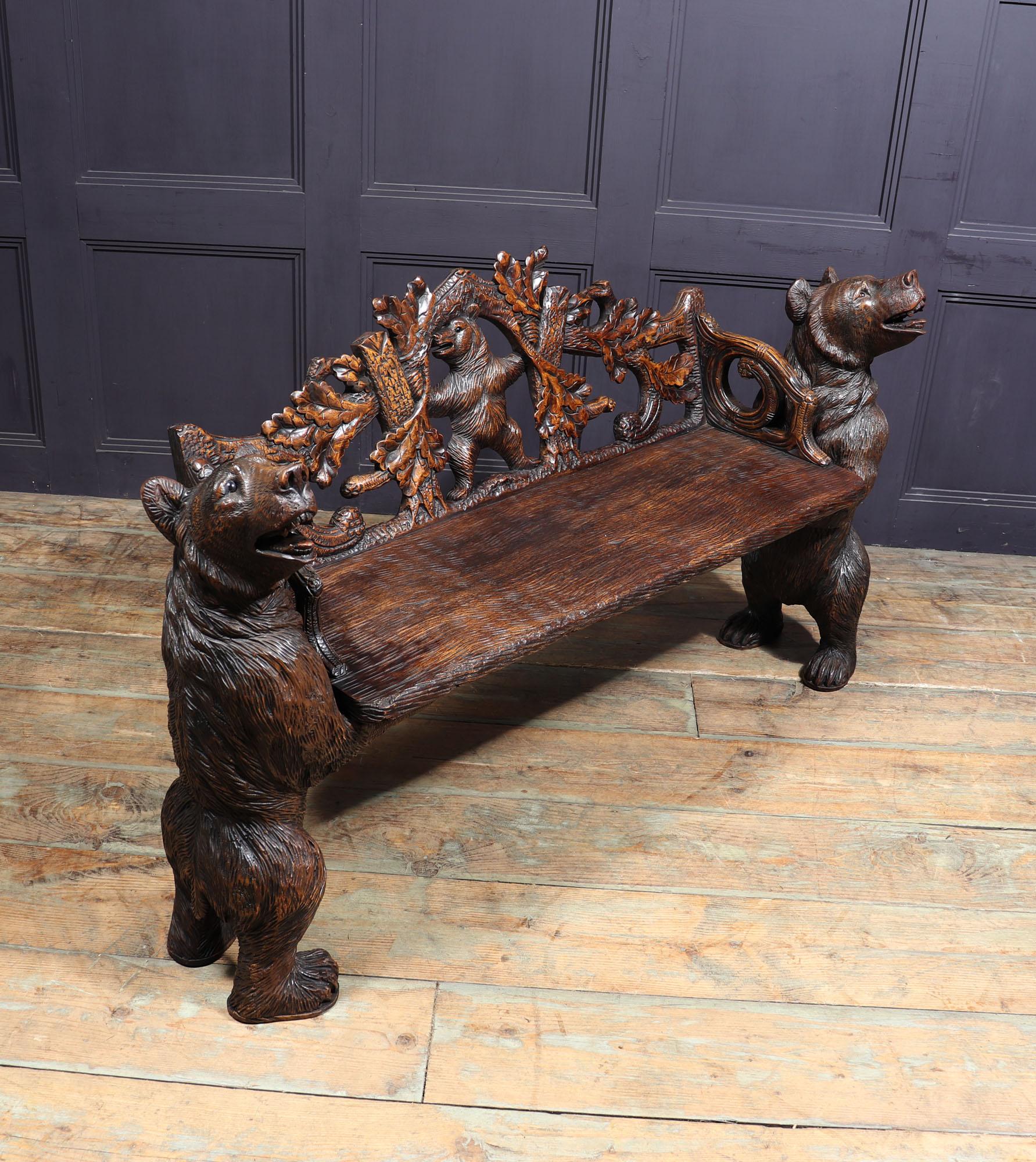 Black Forest Carved Bear Bench For Sale 4