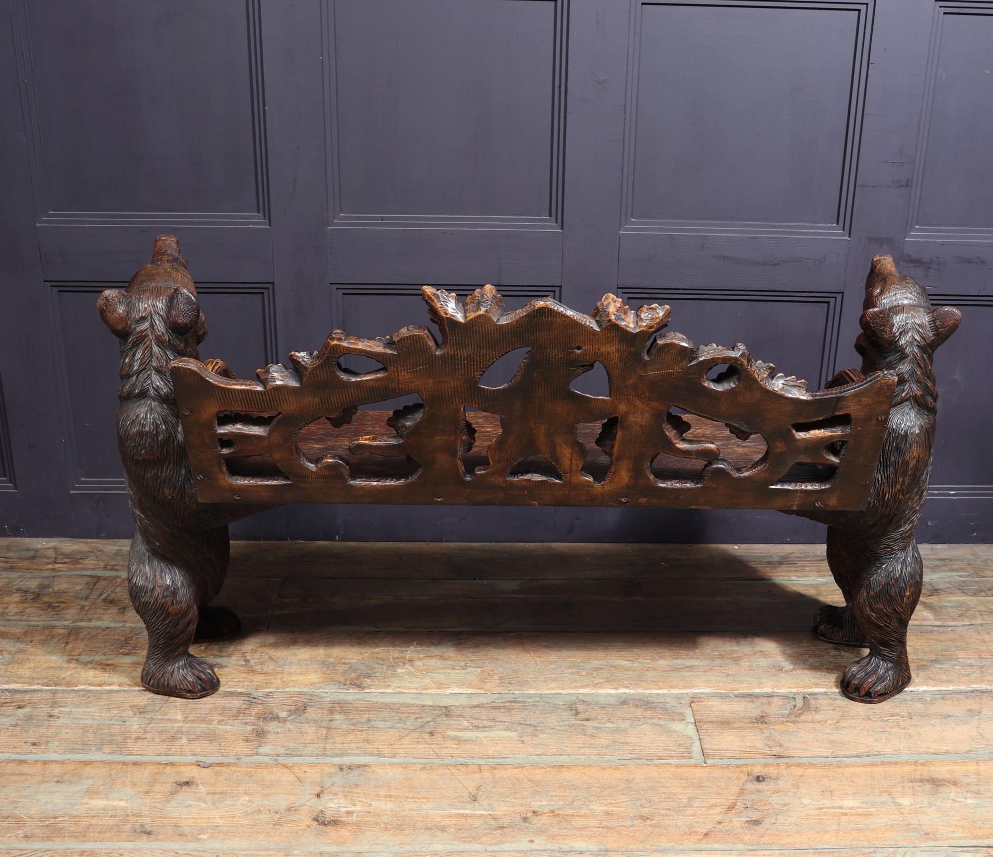 Black Forest Carved Bear Bench For Sale 5