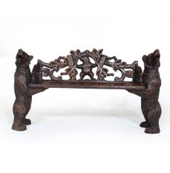 Black Forest Carved Bear Bench