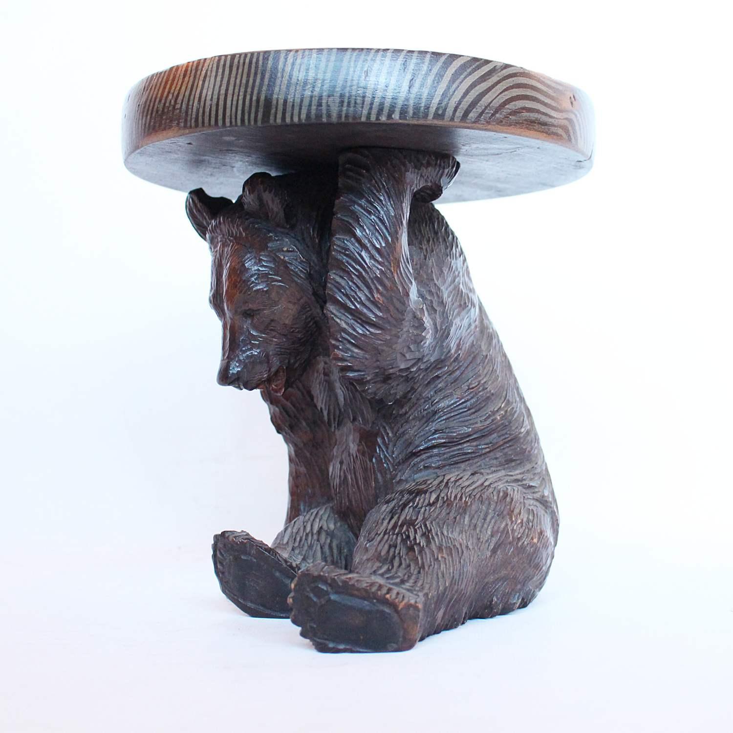 Late Victorian Black Forest Carved Bear Bottle Stand