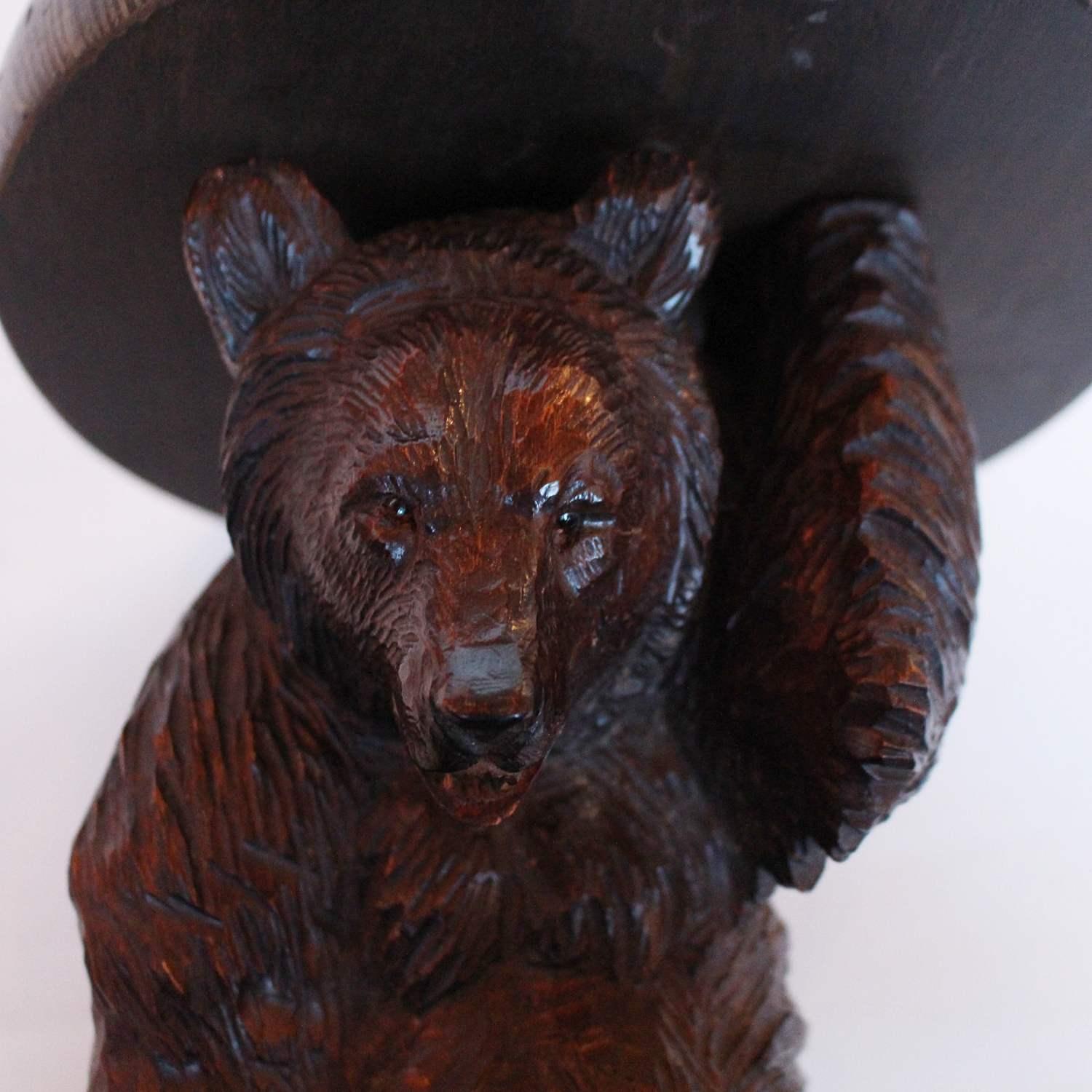 Swiss Black Forest Carved Bear Bottle Stand
