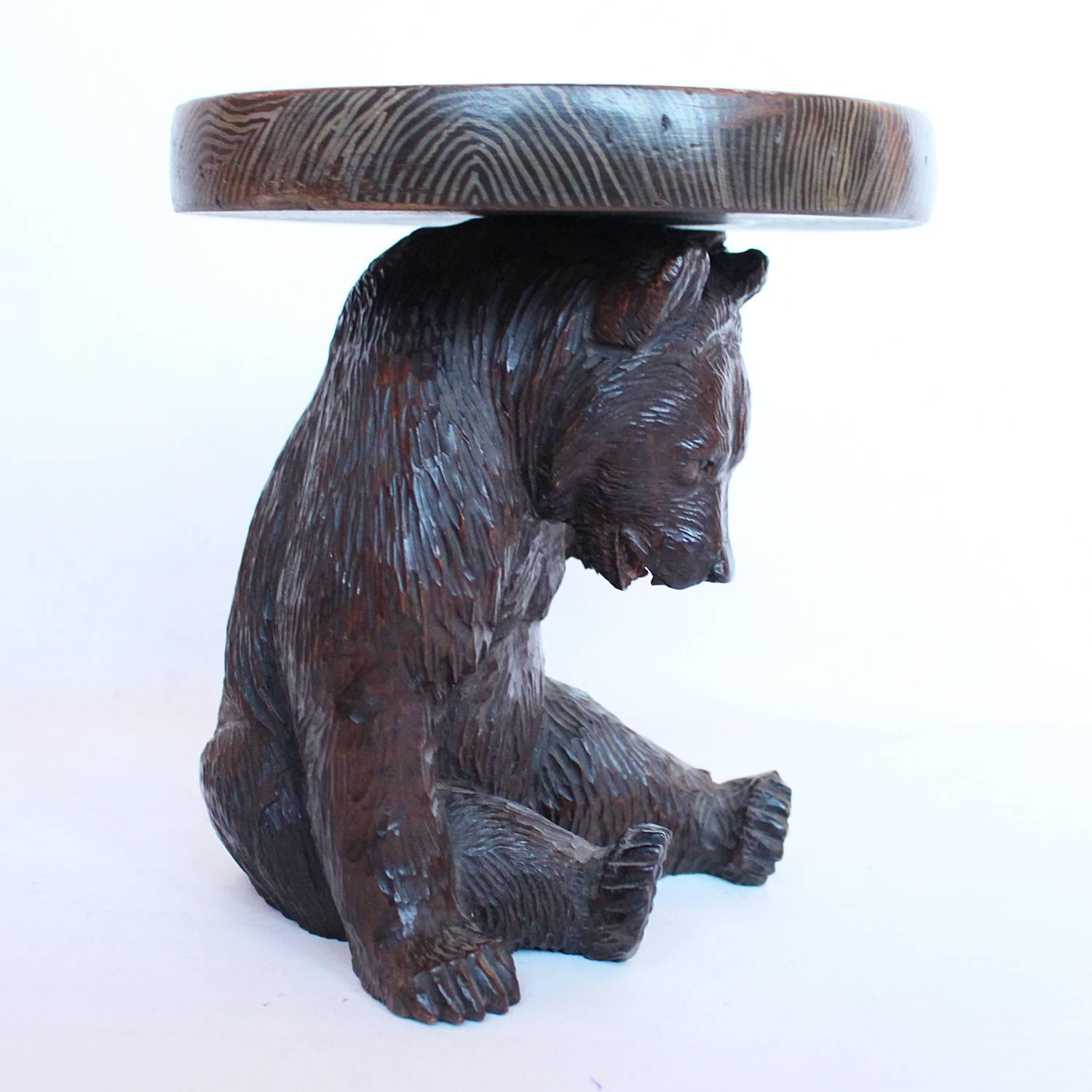 Late 19th Century Black Forest Carved Bear Bottle Stand