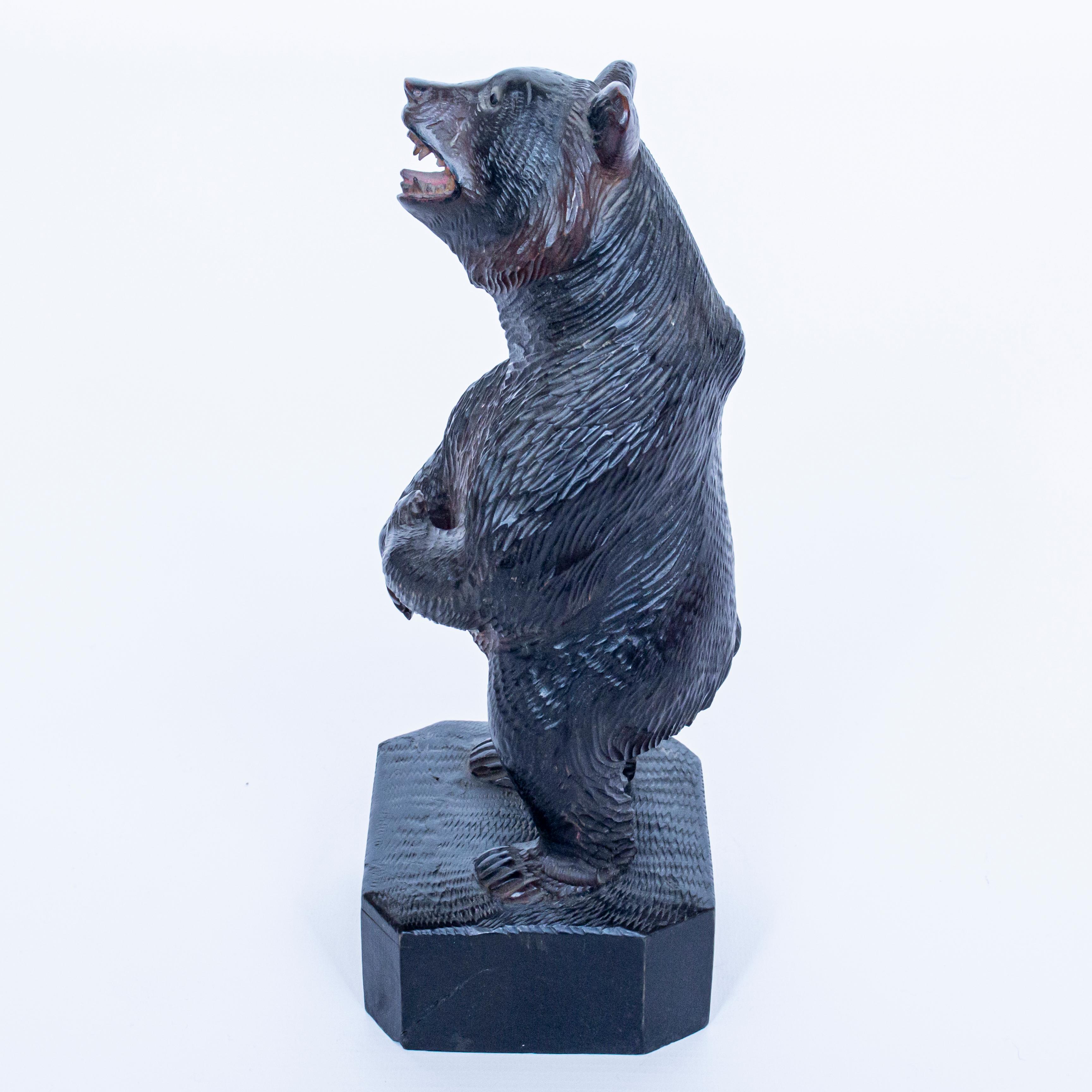 Black Forest Upright Carved Bear with Original Glass Eyes, Swiss Circa, 1890  In Good Condition In Forest Row, East Sussex