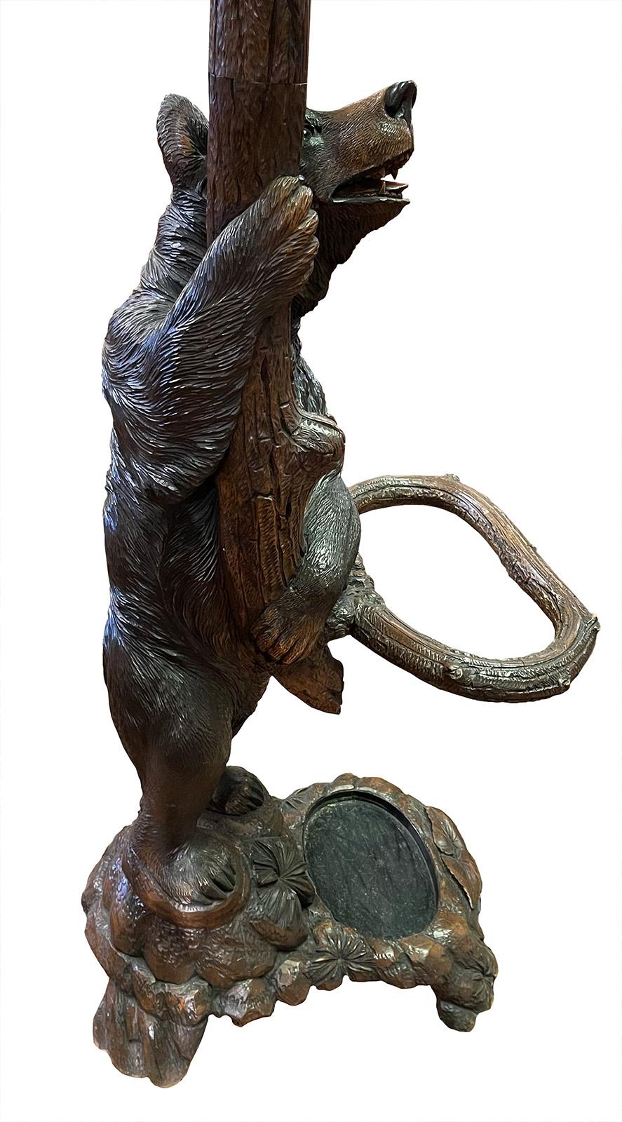 20th Century Black Forest Carved Bear Hat and Stick Stand For Sale