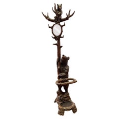 Black Forest Carved Bear Hat and Stick Stand