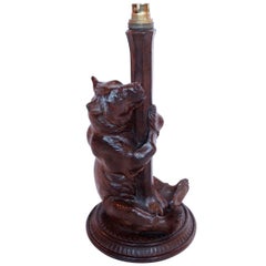 Black Forest Carved Bear Lamp