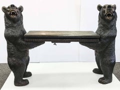 Black Forest Carved Bear Musical Bench