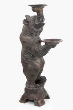 Black Forest Carved Bear Sculpture / Serving Table, Early 20th Century