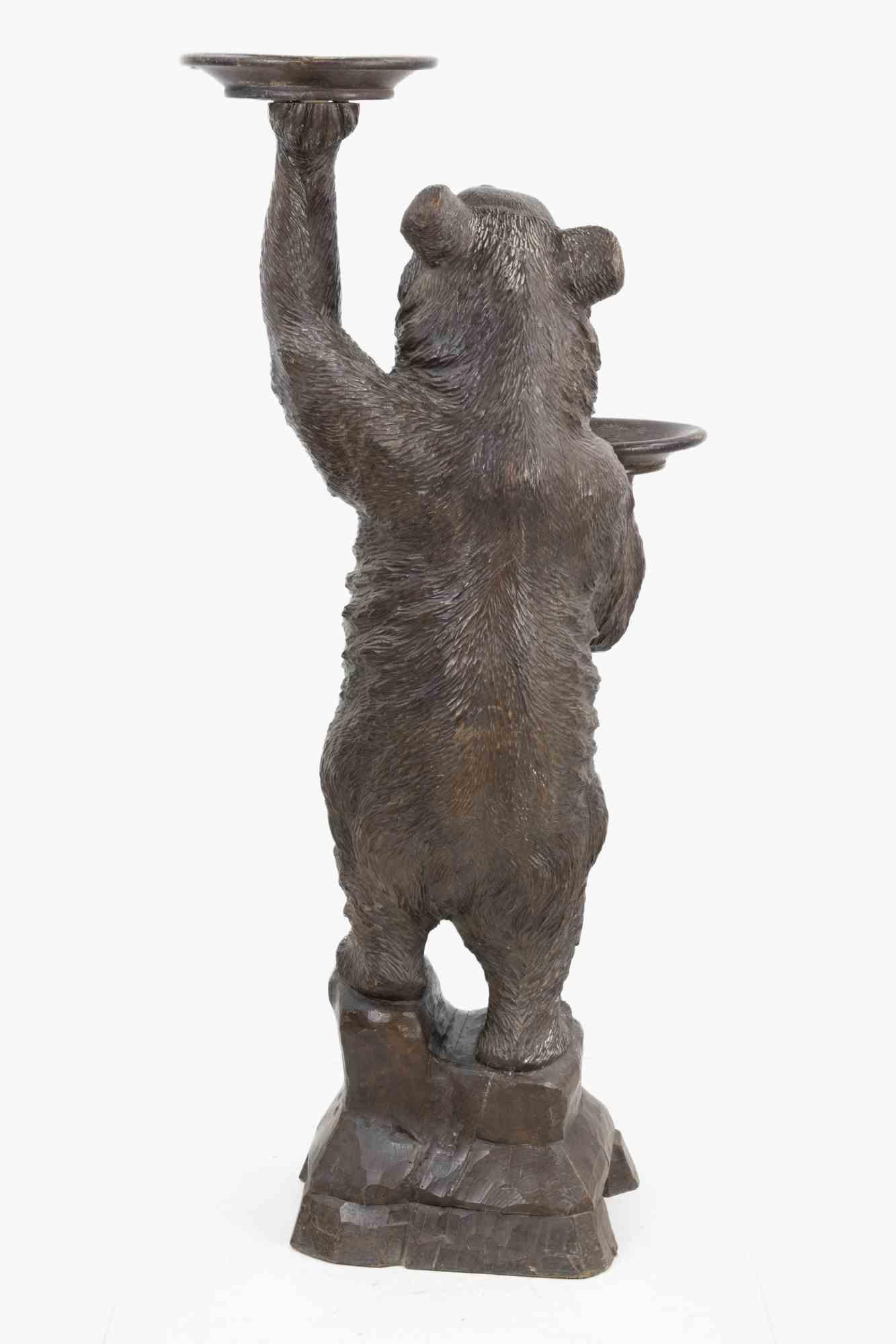 German Black Forest Carved Bear Sculpture / Serving Table, Early 20th Century For Sale
